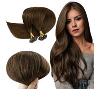 RUNATURE Extension Capelli Veri Cheratina Castano 45cm 50 Ciocche 50g Invisibile Extension Cheratina Capelli Veri 1g #4