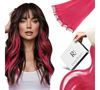 RUNATURE Extension Capelli Veri Clip 40cm 5pcs Rosa Extension Clip Capelli Veri Rosa Caldo 25g #HotPink