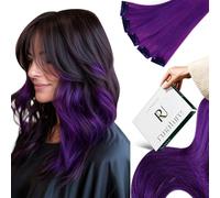 RUNATURE Extension Capelli Veri Clip 55cm 25g 5pcs Viola Extension Clip Capelli Veri Lisci #Purple