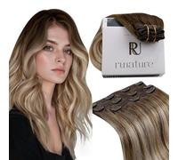 RUNATURE Extension Capelli Veri Clip Balayage Marrone 3 fasce 25cm 50g #3/8/22