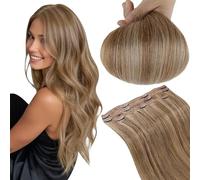 RUNATURE Extension Capelli Veri Clip Marrone Biondi Remy Extension Capelli #10P16 40cm 3pcs 50g