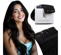 RUNATURE Extension Capelli Veri Con Clip Neri Naturale Lisci 40cm 50g 3pcs #1B