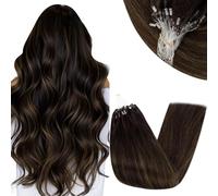 RUNATURE Extension Capelli Veri Micro Ring 55cm Marrone Ombre Extension Capelli Lisci 50s 50g #2/2/6