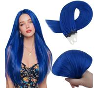 RUNATURE Extension Capelli Veri Microing 25 Ciocche 25g 40cm Blu #Blue | Extension Capelli Veri con Microring 1g