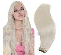 RUNATURE Extension Capelli Veri Tessitura Sew in Extension Colore 800 Bianco Biondo Extension Matassa Capelli Veri Human Hair Bundles 22 Pollici/55cm 100g