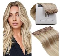 RUNATURE Extension Clip Capelli Veri 3 Pezzi 50g 40cm Biondo Cenere Misto Platino Biondo #18P60