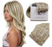 RUNATURE Extension Clip Capelli Veri Castano Chiaro Evidenziato Biondo Platino 7pcs 35cm 120g #8P60