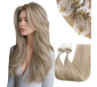 RUNATURE Extension Microring Capelli Veri Biondo Evidenziato 50 Ciocche 45cm 50g Invisibile Extension Microloop #18/613