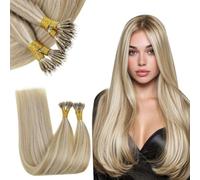 RUNATURE Nano Ring Capelli Extension Marrone Cenere Mix Biondo Platino #8P60 Real Estensioni Nano Tip Capelli Veri Umani Fusione Extensions 16 Pollice/40cm 50g