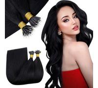 RUNATURE Nano Ring Extension Capelli Veri Nero #1 Estensioni dei Capelli Umani Nano Tip Fusion Capelli Lisci Extension Capelli Veri Nano Beads 14 Pollice/35cm 50g