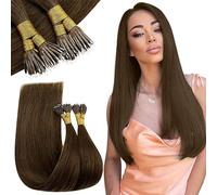 RUNATURE Nanoring Extension Capelli Castano 35cm 50g 50s Invisibile Extension Capelli Veri Nano Ring Marrone #4