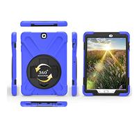 Runbiu Custodia per Samsung Galaxy Tab S2 9.7 SM-T810, Accessori per Tablet, Robusta, Resistente agli Urti, Hybrid Full Body, con Supporto Girevole a 360° e Tracolla Regolabile, Bianco Blu Blu Scuro