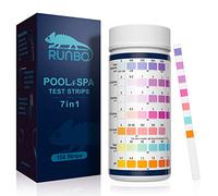 RUNBO 7 IN1 Strisce Reattive per Piscine,150 Strisce di Prova Chimica dell'Acqua Spa,Bromo Accurato, Alcalinità Totale,PH,Cloro Libero,Durezza Totale,Acido Cianurico e Cloro Totale