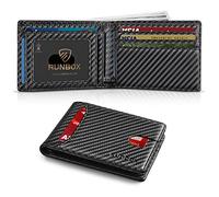 RUNBOX Portafogli da uomo Slim Rfid fermasoldi in pelle con confezione regalo, 0 nero carbonio, small, Minimalista