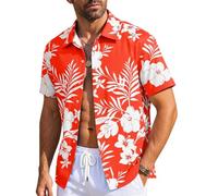 Runcati Camicia da uomo hawaiana a maniche corte, estiva, con bottoni, per le vacanze, camicia da spiaggia, a maniche corte, floreale, per le feste, divertente, vestibilità regolare, casual, estiva