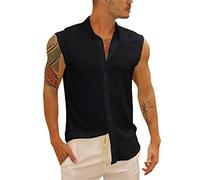 Runcati Canotta da Uomo Senza Maniche, Camicia Estiva in Cotone, per Mettere in Evidenza i Muscoli, per Uomo, Vacanza, Tempo Libero, Camicia a Maniche Corte Universal Fit, Nero , L