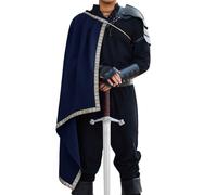 Runcati Costume da rinascimento da uomo medievale, tunica vichinga, mantello per Halloween, carnevale, cosplay, vintage, con cappuccio, blu scuro, L