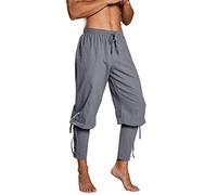 Runcati Pantaloni da uomo, stile pirata medievale, cosplay, costume, con lacci, Rinascimento, vichinghi, steampunk, per il tempo libero, grigio., M