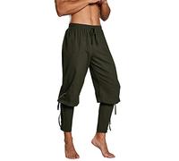 Runcati Pantaloni da uomo, stile pirata medievale, cosplay, costume, con lacci, Rinascimento, vichinghi, steampunk, per il tempo libero, verde, 3XL