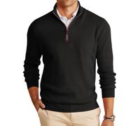 Runcati Pullover leggero da uomo con cerniera a 1/4 | Maglia leggera, polsini a costine, tinta unita, casual, versatile, primavera, autunno, inverno