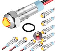 RUNCCI-YUN 10 pezzi 12V-24V 6mm Indicatore LED Metallico Luci di Segnalazione LED Lampada spia Cruscotto LED Pannello Pilota, per Auto Camion Van Barca (Giallo)