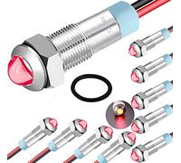 RUNCCI-YUN 10 pezzi 12V-24V 6mm LED Pannello Pilota Cruscotto Spia Indicatore Lampada Auto Furgone Barca Indicatore Luminoso Lampada Pilota Cruscotto Lampadine Direzionale(Rosso)