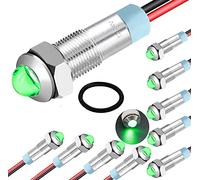 RUNCCI-YUN 10 pezzi 12V-24V 6mm LED Pannello Pilota Cruscotto Spia Indicatore Lampada Auto Furgone Barca Indicatore Luminoso Lampada Pilota Cruscotto Lampadine Direzionale(VERDE)