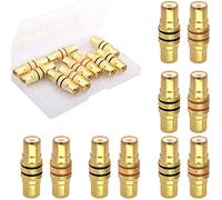 RUNCCI-YUN 10 Pezzi adattatori placcati in oro per audio video RCA femmina a RCA femmina, accoppiatori A/V audio e video in metallo (oro)
