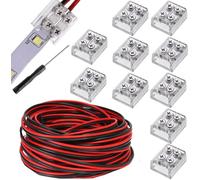 RUNCCI-YUN 10Pcs 5 V, 12 V, 24 V Connettore per striscia LED 2 pin 8mm,10m prolunga cavo striscia LED per SMD 5050 5630 monochrom,trasparente