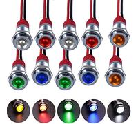 RUNCCI-YUN 10pcs12V-24V8mm LED Pannello Pilota Cruscotto Spia Indicatore Lampada Auto Furgone Barca Indicatore Luminoso Lampada Pilota Cruscotto Lampadine Direzionale(rosso blu verde giallo bianco)