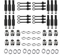 RUNCCI-YUN 12 Pcs 2.1 mm x 5.5 mm Alimentazione DC Spina Maschio Jack Socket/12 Pcs Kit di Montaggio Pannello DC connettore Femmina Adattatore DIY connettore con 12 Cappucci Impermeabile,
