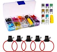 RUNCCI-YUN 120 pcs 12V-24V Fusibili mini per auto Kit,Piccolo Fusibile a Lama,Fusibile a Lama 2A/3A/5A/7.5A/10A/15A/20A/25A/30A/35A+5 pcs 12V Portafusibili a Lama per Auto, Camion, SUV, Casa
