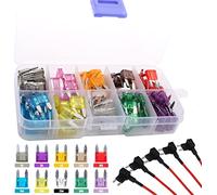 RUNCCI-YUN 125pcs 12V-24V Fusibili mini per auto Kit,Piccolo Fusibile a Lama,Fusibile a Lama 2A/3A/5A/7.5A/10A/15A/20A/25A/30A/35A+5 pcs 12V Portafusibili a Lama per Auto, Camion, SUV, Casa