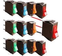 RUNCCI-YUN 12pcs 12V-24VDC Interruttore a Bilanciere,Auto Interruttore 12V, interruttori a levetta LED SPST 3 Pin 2 Posizioni ON/OFF + Connettore filo (Rosso/Blu/Giallo/Verde)
