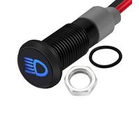 RUNCCI-YUN 12V-24V 8mm LED Pannello Pilota Cruscotto Spia Indicatore Lampada Auto Furgone Barca Indicatore Luminoso Lampada Pilota Cruscotto (Blu）(Indicatore abbaglianti)