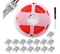 RUNCCI-YUN 15Pcs 5 V, 12 V, 24 V Connettore per striscia LED 2 pin 8mm,20m prolunga cavo striscia LED per SMD 5050 5630 monochrom trasparente