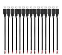 RUNCCI-YUN 15Pcs Connettore maschio USB 2.0,connettore usb a saldare,Spina USB Cavo nudo a 2 pin cavo Pigtail fai da per dispositivi USB installati o Riparazione sostitutiva fai-da-te (30 cm)