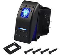 RUNCCI-YUN 1Gang 12V pannello interruttore, Pannello interruttore a bilanciere 5 Pin On Off Toggle interruttori luce blu pannello impermeabile per 12V/24V Marine Boat RV Truck Car ATV