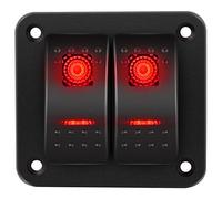 RUNCCI-YUN 2 Gang 12V pannello interruttore, Pannello interruttore a bilanciere 5 Pin On Off Toggle interruttori luce Rosso pannello impermeabile per 12V/24V Marine Boat RV Truck Car ATV