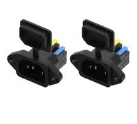 RUNCCI-YUN 2 Pezzi connettori presa di alimentazione 3 pin IEC C14 (impugnatura tricolore) C14 Adattatore per spina per montaggio a pannello,250V 10A,con coperchio(nera)