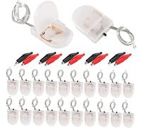 RUNCCI-YUN 20 Pezzi CR2032 Porta Batteria in Plastica,CR2032 Porta batterie a bottone 1 x 3V con Interruttore ON-off del Cavo (Trasparente)