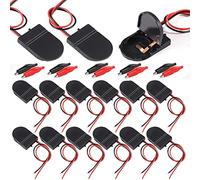 RUNCCI-YUN 20 Pezzi CR2032 Porta Batteria in Plastica,CR2032 Porta batterie a bottone 1 x 3V con Interruttore ON-off del Cavo (Nero)