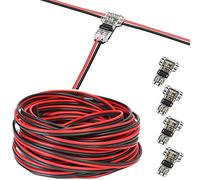 RUNCCI-YUN 20m Cavo di Prolunga per Striscia LED a 2 Pin da 22AWG Cavo LED da 12 V per SMD 3528 2835 5050 5630 LED String LED a Nastro o Altro Dispositivo CC 5 V-24 V+ T 2pin Connettore per cavo