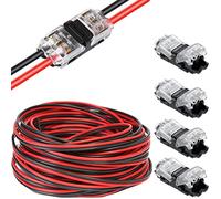 RUNCCI-YUN 20m Cavo di Prolunga per Striscia LED a 2 Pin da 22AWG Cavo LED da 12 V per SMD 3528 2835 5050 5630 LED String LED a Nastro o Altro Dispositivo CC 5 V-24 V+ Connettori Led Spina 2 pin