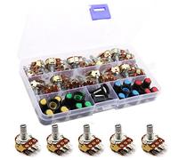 RUNCCI-YUN 20Pcs Potenziometro Rotativo a Cono Lineare, WH148 Albero 6pin con Dado e Rondella, Regolabile 3-Terminale B-Tipo Rotante Potenziometro con Pomello Berretto(B5K B10K B20K B50K B100K Ohm)