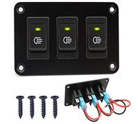 RUNCCI-YUN 3 Gang 12V pannello interruttore, Pannello interruttore a bilanciere 4 Pin On Off Toggle interruttori luce Verde pannello impermeabile per 12V/24V Marine Boat RV Truck Car ATV