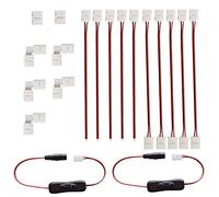RUNCCI-YUN 3528 2835 8mm 2 Pin Connettori Striscia LED, 5 connettori per jumper, connettore 5X LED, 5X connettori a L, 2 x interruttori a cc, 2 connettori Gapless