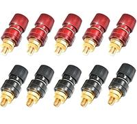 RUNCCI-YUN 4 Pezzi ottone 1/4" Connettore a Spina Banana Altoparlante Binding Post Amplificatore Terminal Binding Post M6 6mm 100A (Rosso Nero)