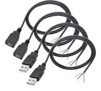 RUNCCI-YUN 4 Pezzi Pigtail USB,4 fili USB-A Filo Nudo,USB-A maschio Femmina Filo Nudo,Cavo da USB 2.0 su cavo nudo,28 AWG DIY Pigtail Cavo di Alimentazione, per Apparecchiature USB Installato(100cm)