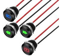 RUNCCI-YUN 4pcs12V-24V 12mm LED Pannello Pilota Cruscotto Spia Indicatore Lampada Auto Furgone Barca Indicatore Luminoso Lampada Pilota Cruscotto (rosso blu verde)